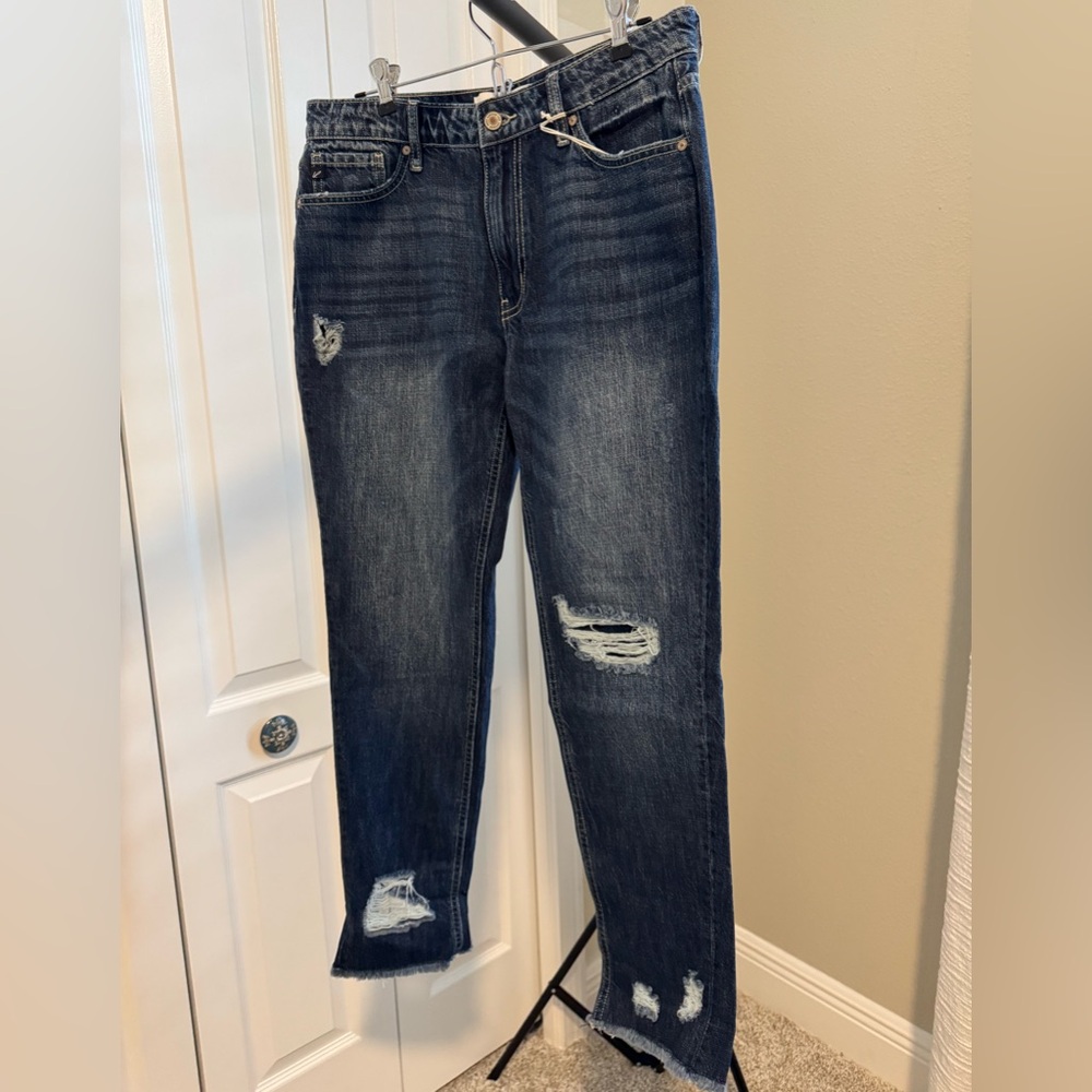 KanCan Dark Blue Distressed Boyfriend Jeans